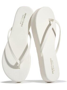 Women's White Summer Lightweight Non-Slip Memory Foam Insole Flip Flops Sandals